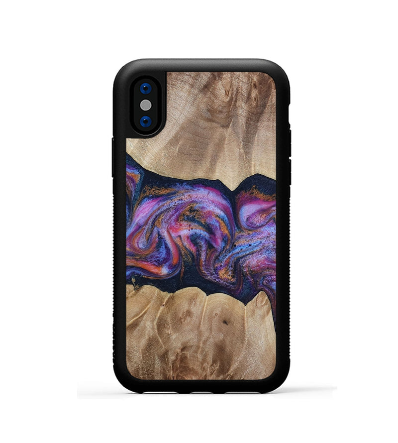 iPhone Xs Wood Phone Case - Tina (Blue, 812716)