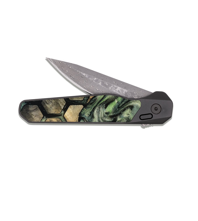 EDC Dark Damascus Wood Pocket Knife - Evelyne (Pattern, 812726)