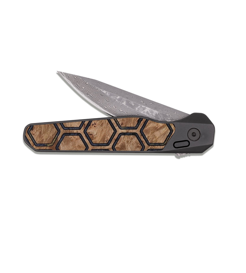 EDC Dark Damascus Wood Pocket Knife - Aaron (Pattern, 812736)
