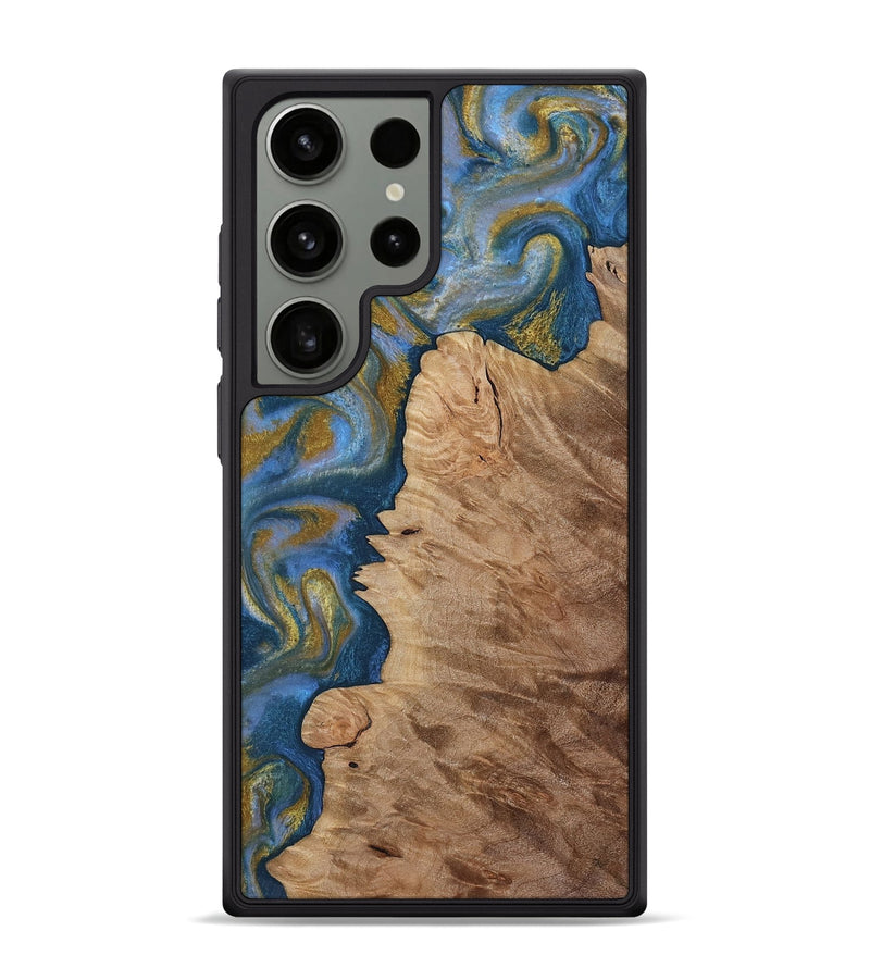 Galaxy S24 Ultra Wood Phone Case - Hermon (Teal & Gold, 812769)