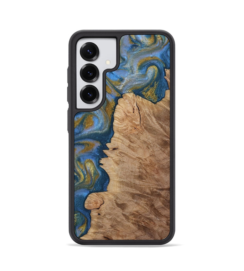 Galaxy S25 Wood Phone Case - Hermon (Teal & Gold, 812769)