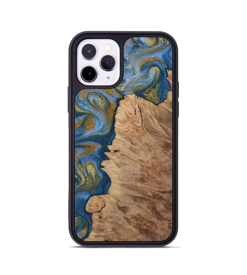 iPhone 11 Pro Wood Phone Case - Hermon (Teal & Gold, 812769)