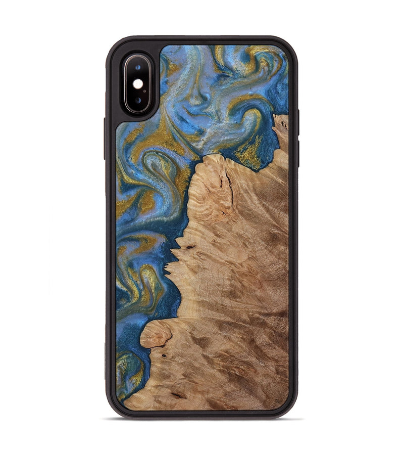 iPhone Xs Max Wood Phone Case - Hermon (Teal & Gold, 812769)