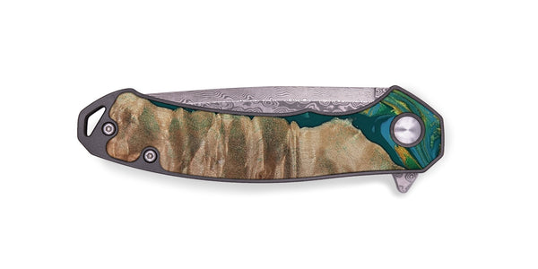 EDC Wood Pocket Knife - Sondra (Teal & Gold, 812771)