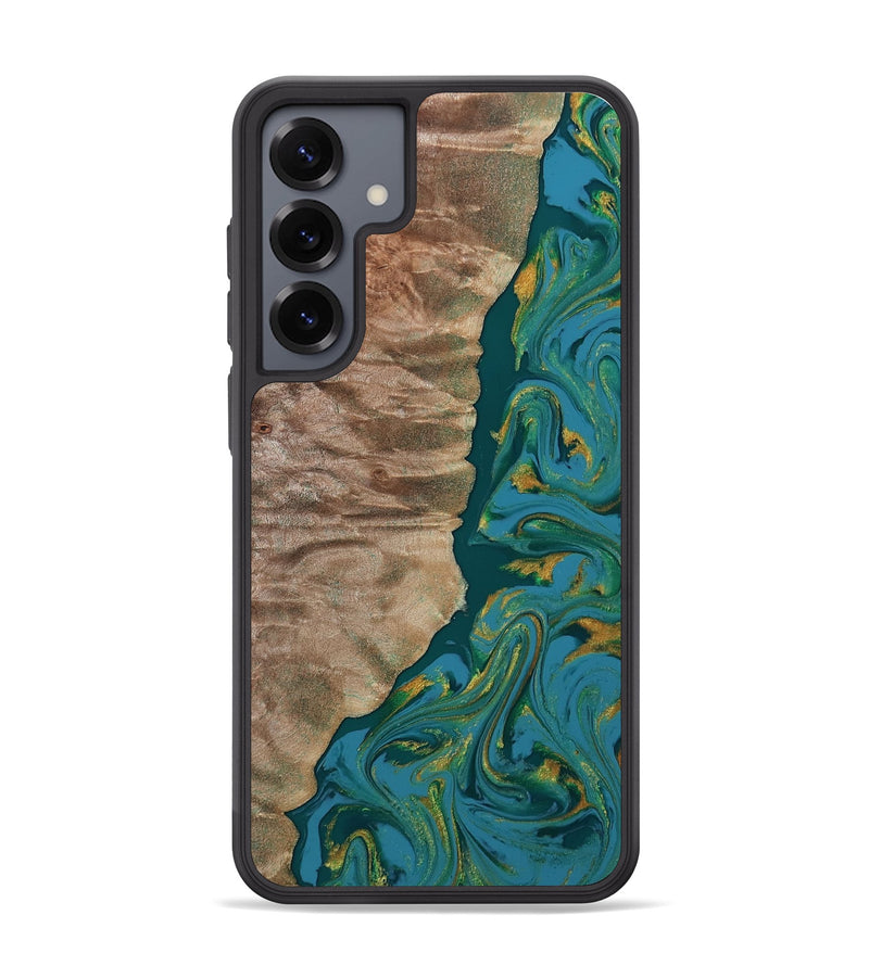Galaxy S25 Plus Wood Phone Case - Sondra (Teal & Gold, 812771)