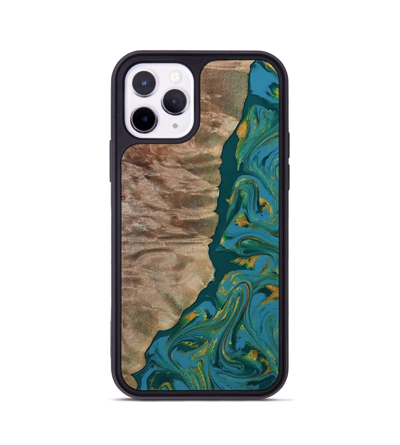 iPhone 11 Pro Wood Phone Case - Sondra (Teal & Gold, 812771)
