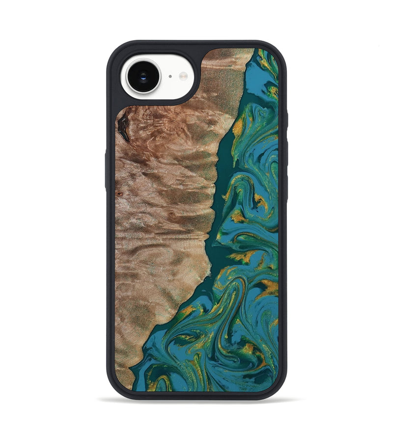 iPhone 17e Wood Phone Case - Sondra (Teal & Gold, 812771)