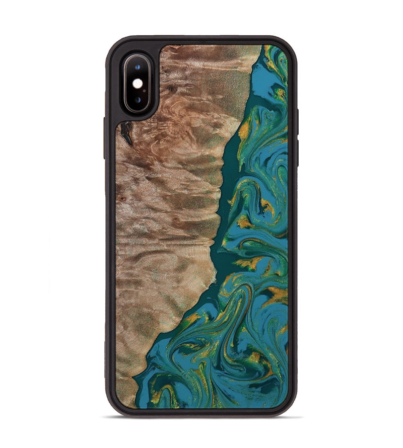 iPhone Xs Max Wood Phone Case - Sondra (Teal & Gold, 812771)