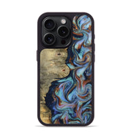 iPhone 15 Pro Wood Phone Case - Neriah (Teal & Gold, 812773)