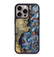 iPhone 16 Pro Max Wood Phone Case - Neriah (Teal & Gold, 812773)