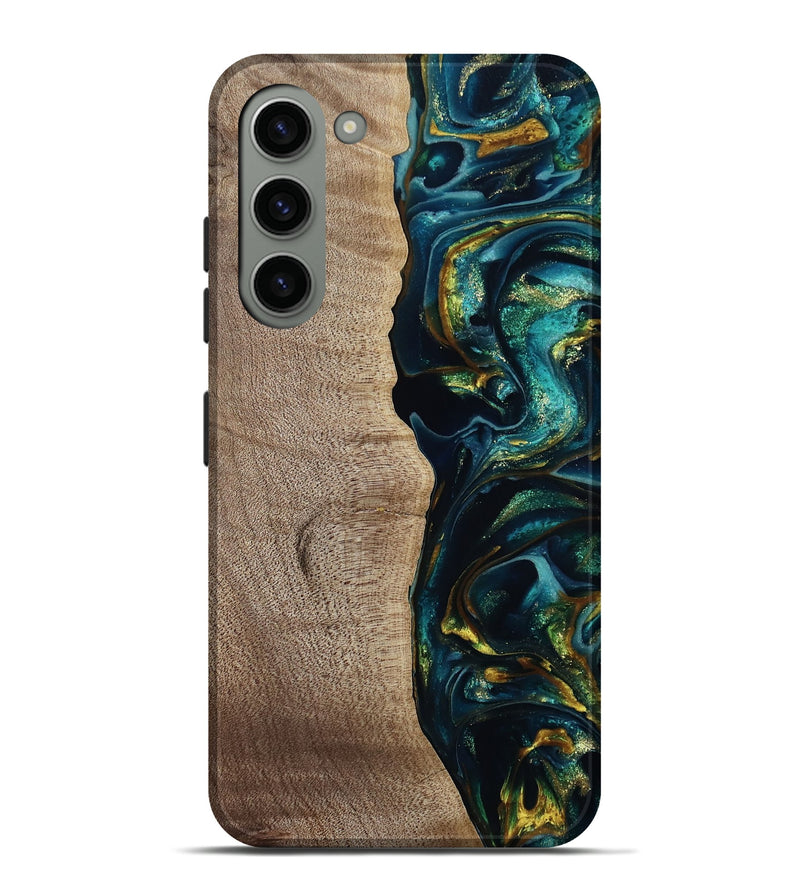 Galaxy S23 Plus Wood Live Edge Phone Case - Everest (Teal & Gold, 812779)