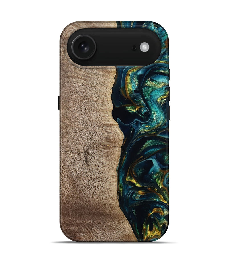 iPhone 17 Air Wood Live Edge Phone Case - Everest (Teal & Gold, 812779)