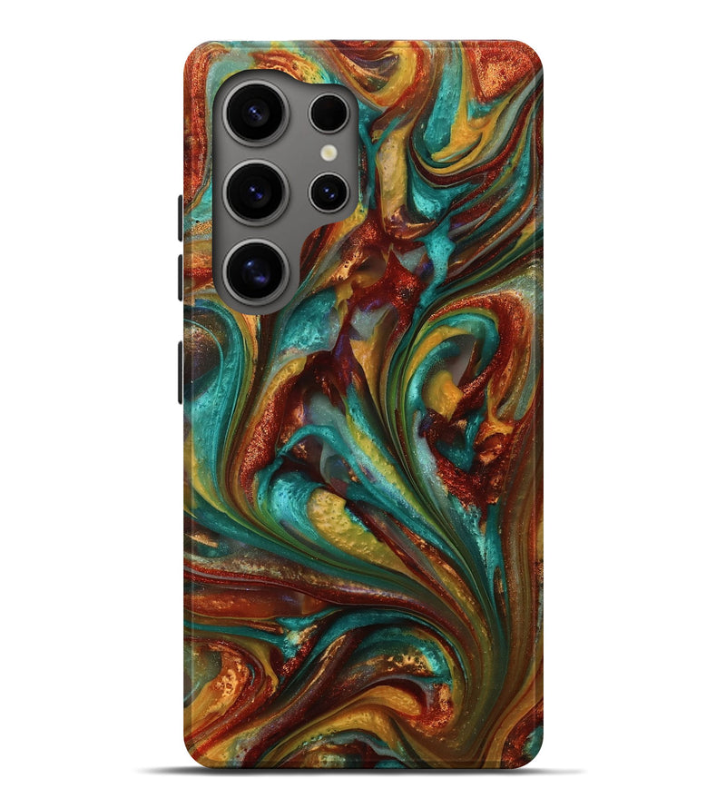 Galaxy S25 Ultra ResinArt Live Edge Phone Case - Lucca (Teal & Gold, 812782)