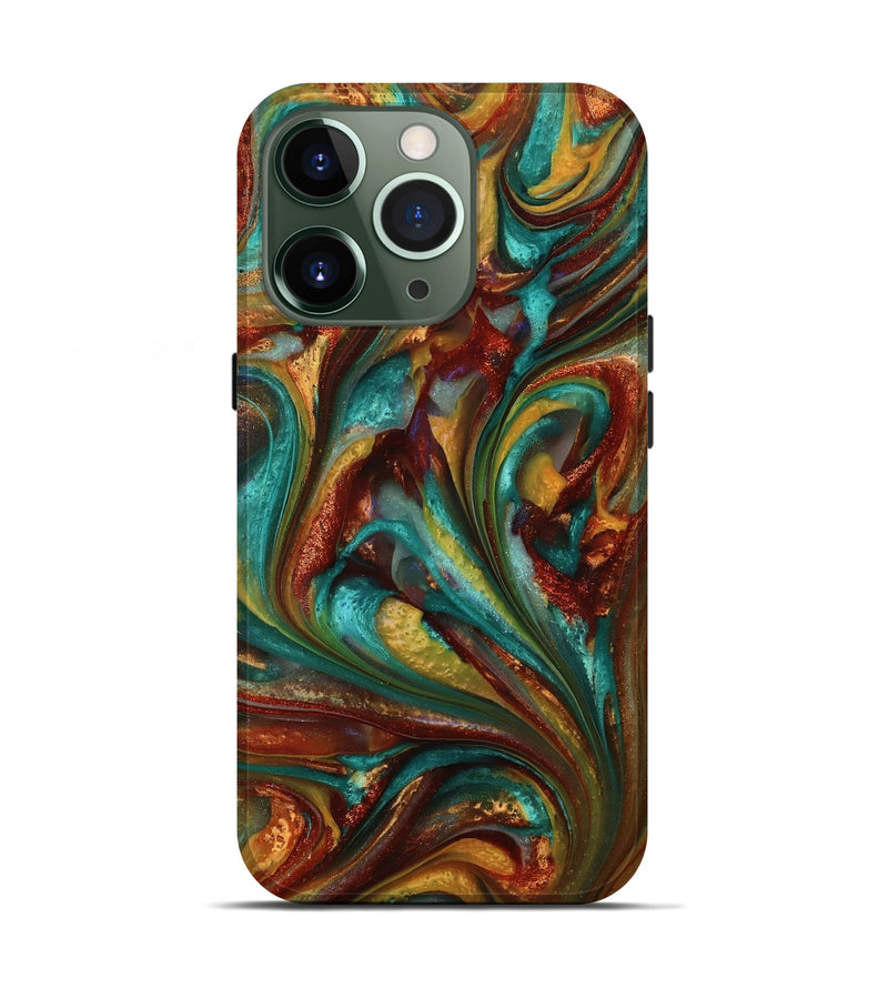 iPhone 13 Pro ResinArt Live Edge Phone Case - Lucca (Teal & Gold, 812782)