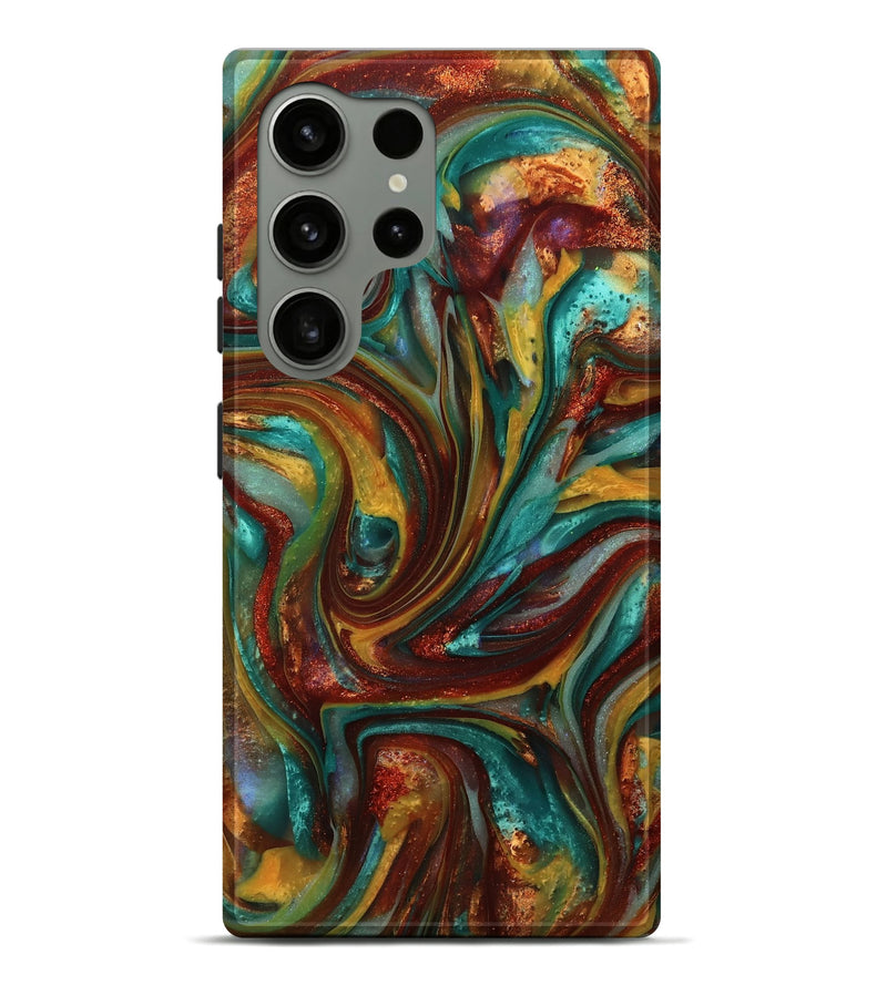 Galaxy S24 Ultra ResinArt Live Edge Phone Case - Felisha (Teal & Gold, 812786)