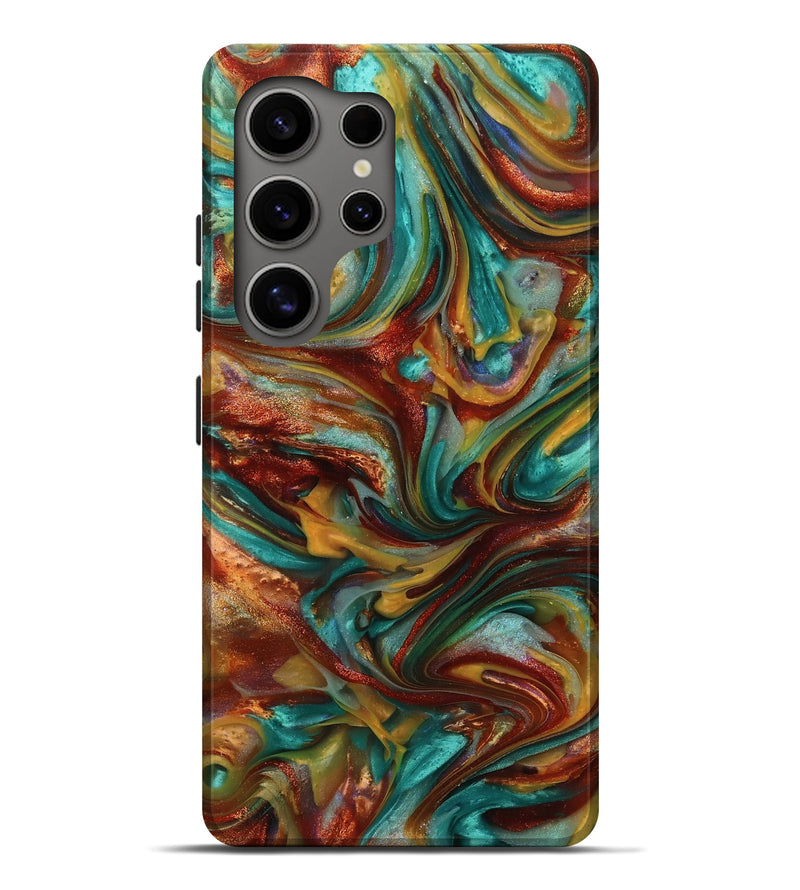 Galaxy S25 Ultra ResinArt Live Edge Phone Case - Dayton (Teal & Gold, 812793)
