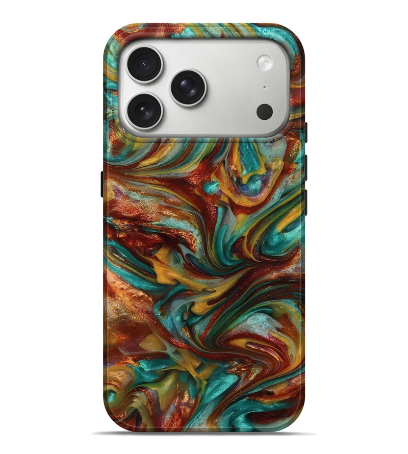 iPhone 17 Pro Max ResinArt Live Edge Phone Case - Dayton (Teal & Gold, 812793)