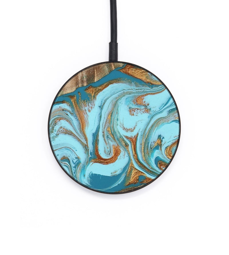 Circle Wood Wireless Charger - Kyson (Teal & Gold, 812813)