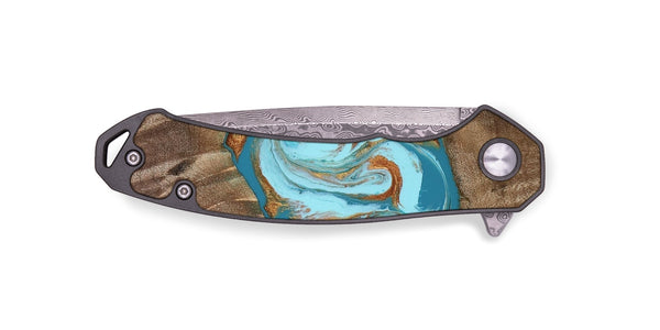 EDC Wood Pocket Knife - Kyson (Teal & Gold, 812813)