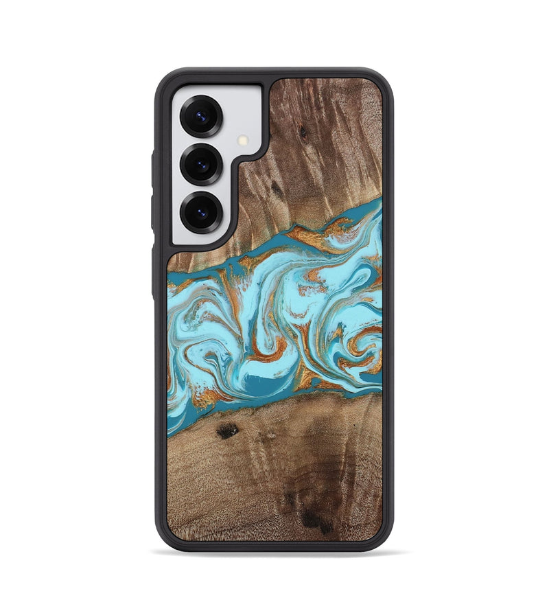 Galaxy S25 Wood Phone Case - Kyson (Teal & Gold, 812813)
