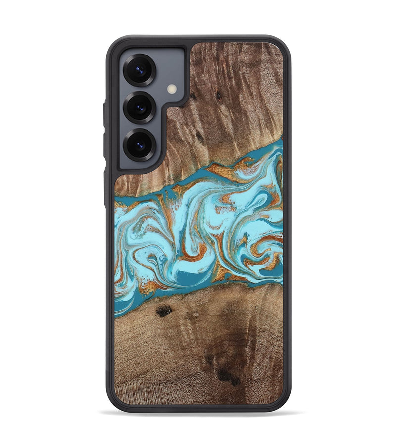 Galaxy S25 Plus Wood Phone Case - Kyson (Teal & Gold, 812813)