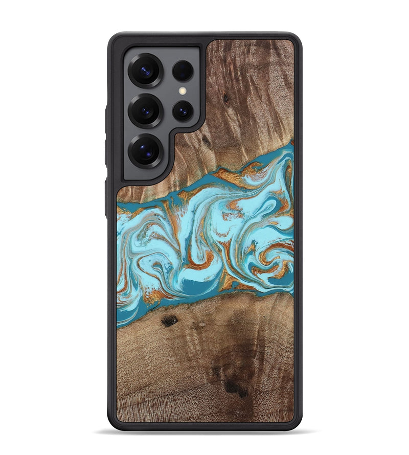 Galaxy S25 Ultra Wood Phone Case - Kyson (Teal & Gold, 812813)