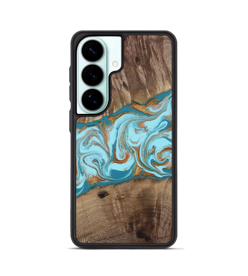Galaxy S26 Wood Phone Case - Kyson (Teal & Gold, 812813)