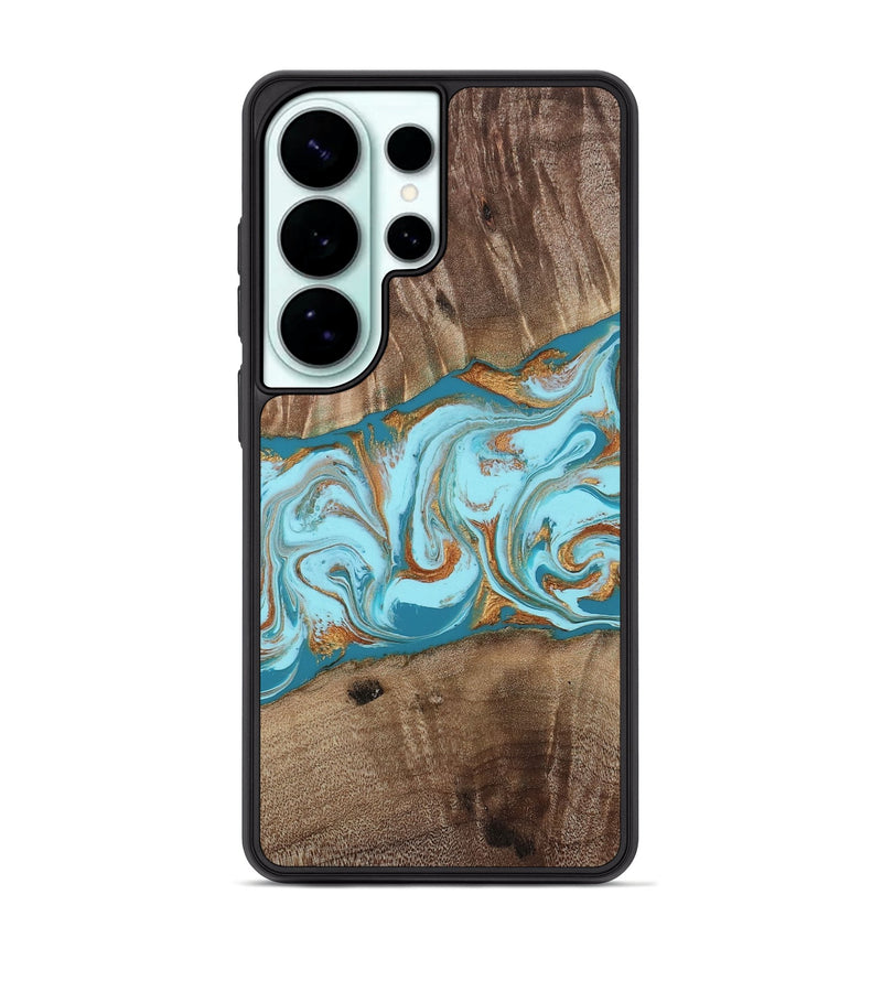 Galaxy S26 Ultra Wood Phone Case - Kyson (Teal & Gold, 812813)