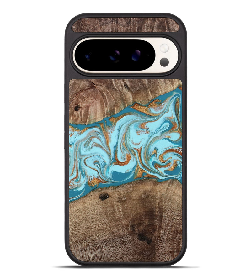 Pixel 9 Pro XL Wood Phone Case - Kyson (Teal & Gold, 812813)