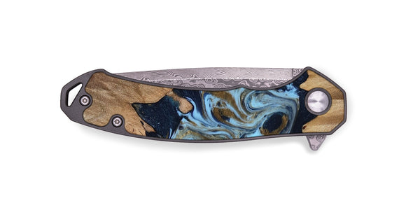 EDC Wood Pocket Knife - Davina (Teal & Gold, 812816)