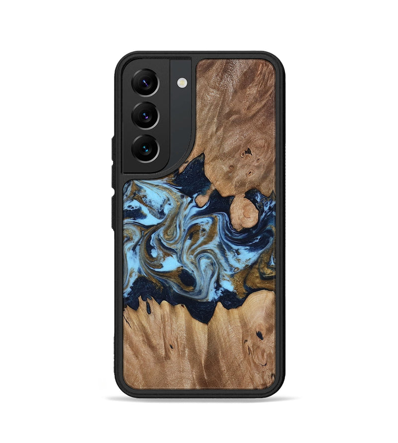 Galaxy S22 Wood Phone Case - Davina (Teal & Gold, 812816)