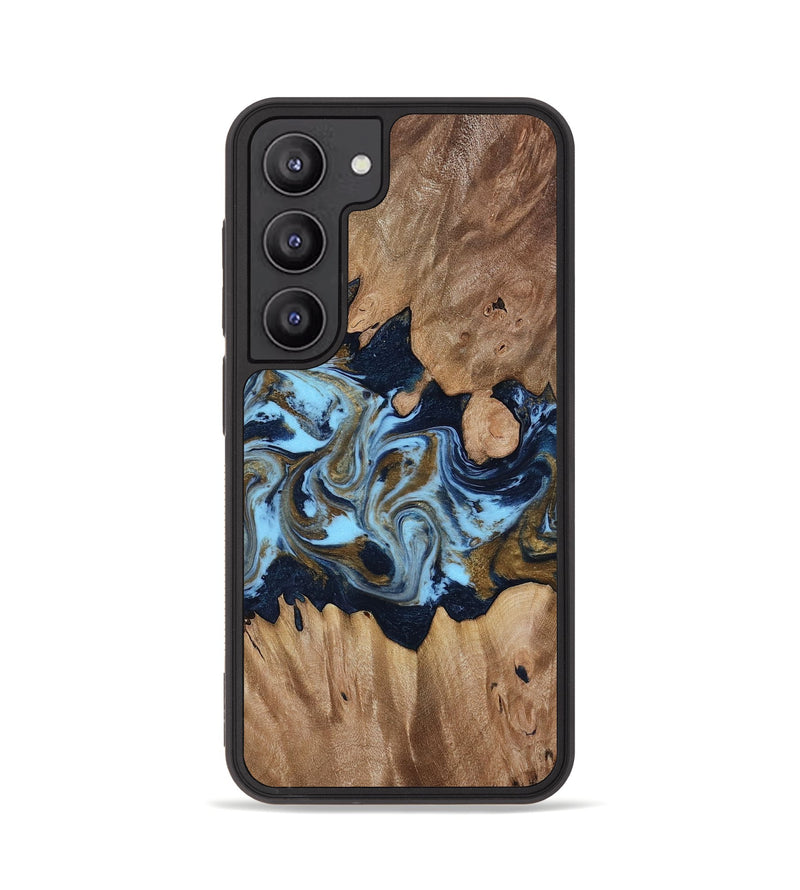 Galaxy S23 Wood Phone Case - Davina (Teal & Gold, 812816)
