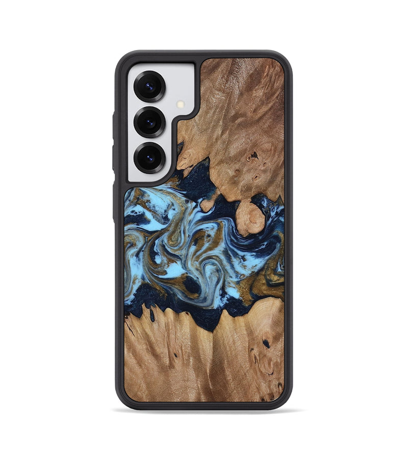Galaxy S25 Wood Phone Case - Davina (Teal & Gold, 812816)