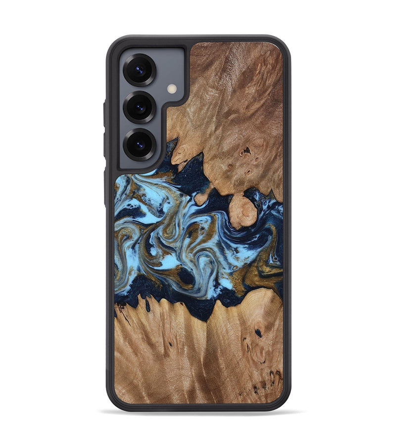 Galaxy S25 Plus Wood Phone Case - Davina (Teal & Gold, 812816)