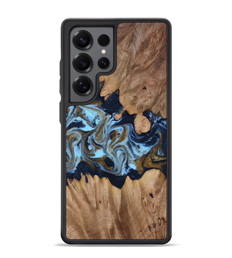 Galaxy S25 Ultra Wood Phone Case - Davina (Teal & Gold, 812816)