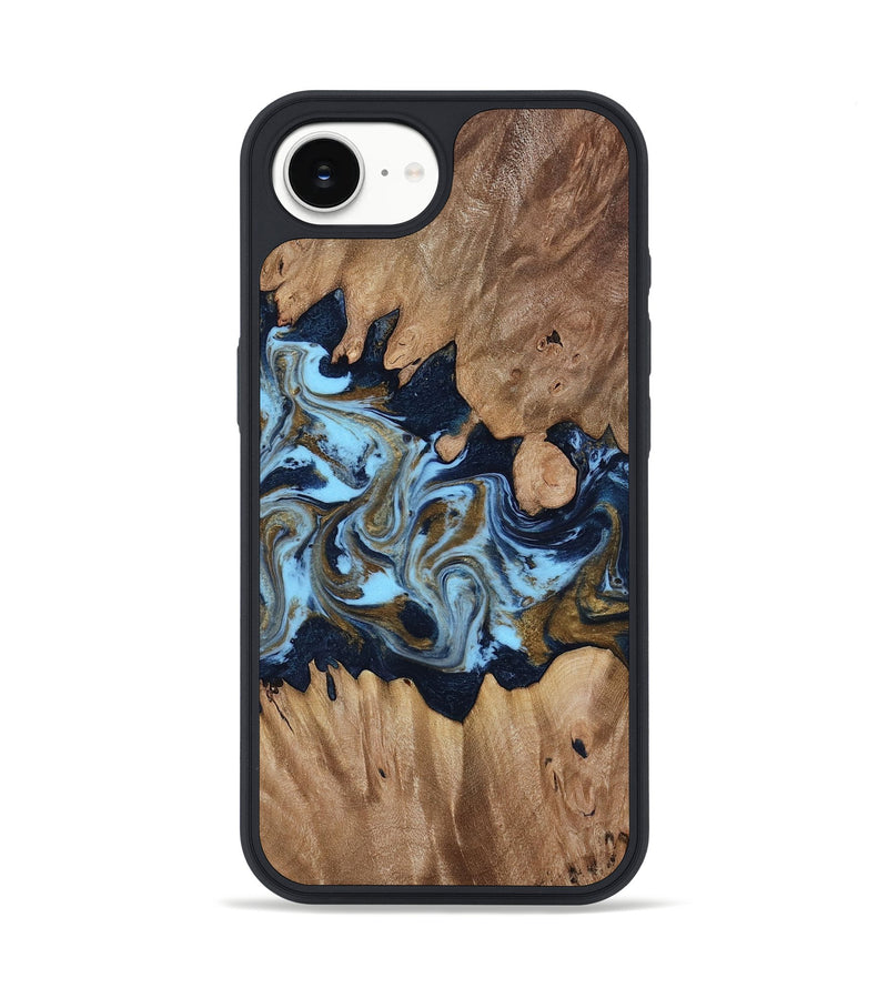 iPhone 17e Wood Phone Case - Davina (Teal & Gold, 812816)