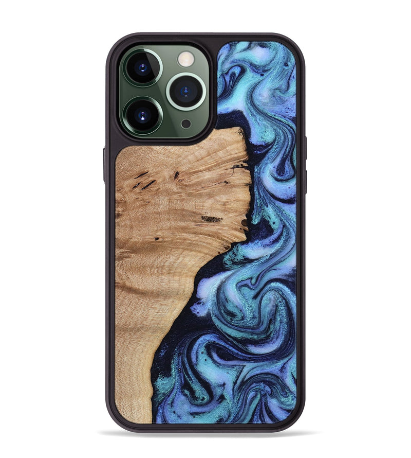 iPhone 13 Pro Max Wood Phone Case - Cyrus (Blue, 812905)