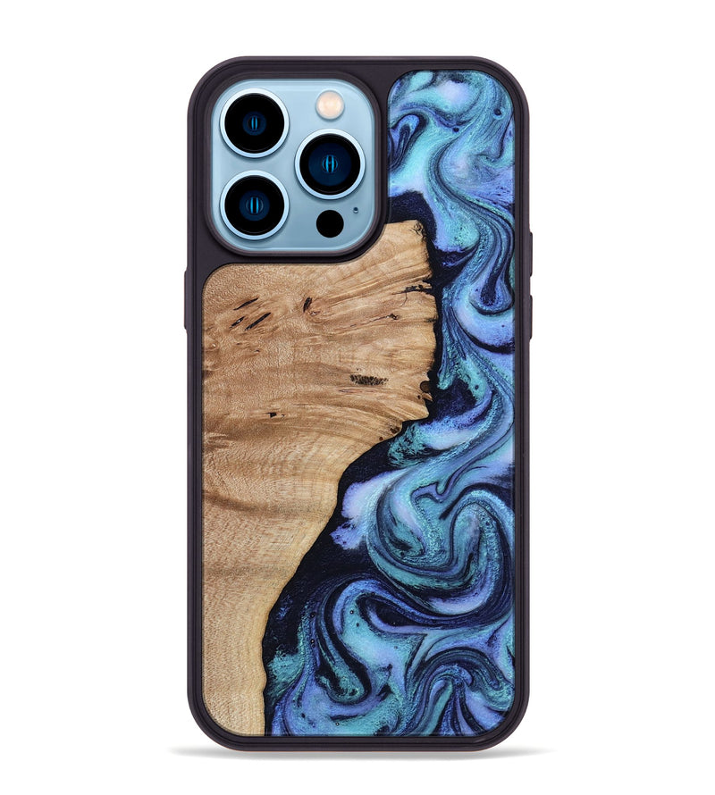 iPhone 14 Pro Max Wood Phone Case - Cyrus (Blue, 812905)