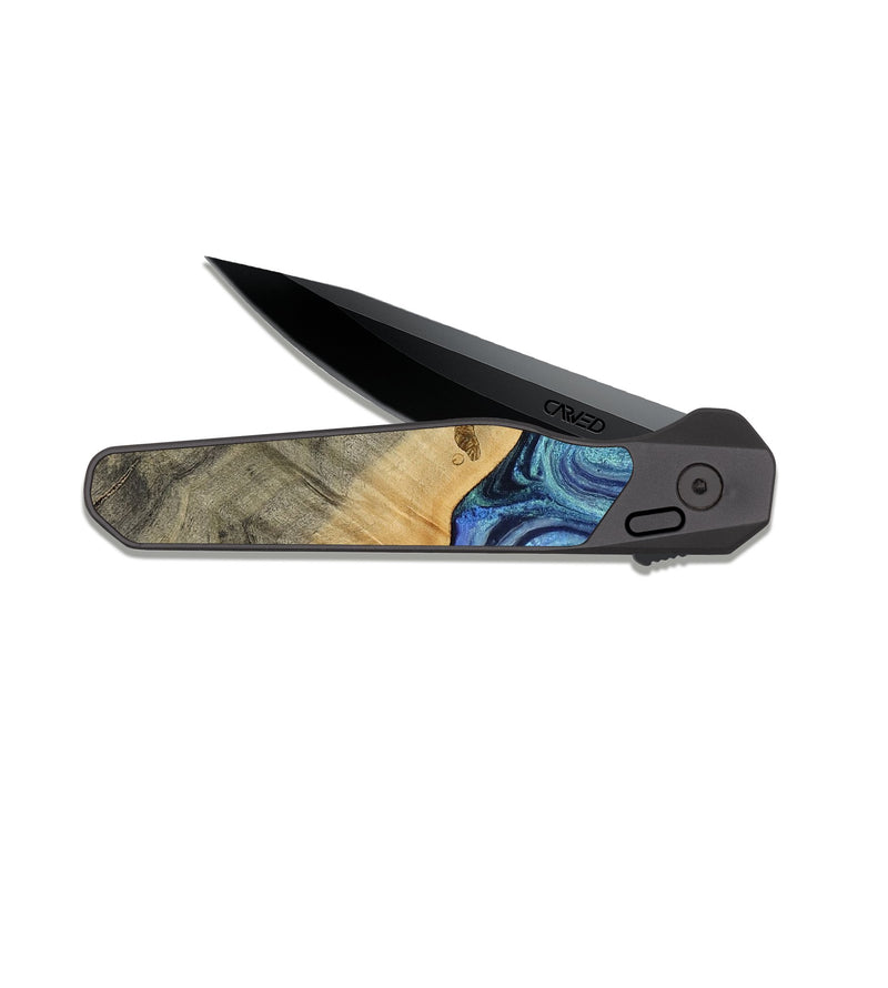 EDC Dark Slate Wood Pocket Knife - Cecil (Blue, 812912)