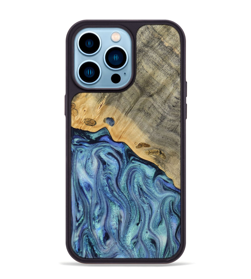 iPhone 14 Pro Max Wood Phone Case - Cecil (Blue, 812912)