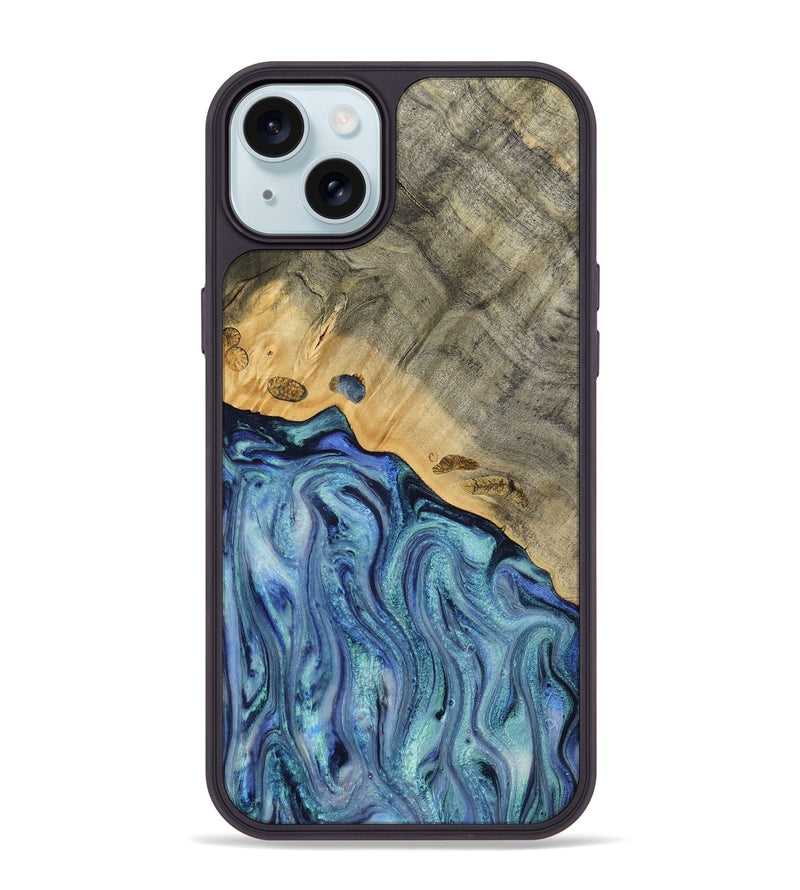iPhone 15 Plus Wood Phone Case - Cecil (Blue, 812912)