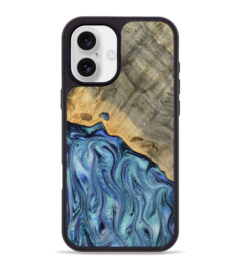 iPhone 16 Plus Wood Phone Case - Cecil (Blue, 812912)