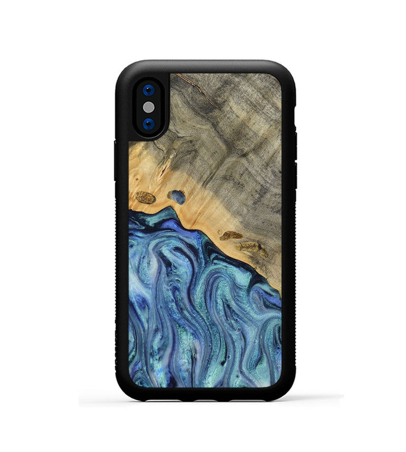 iPhone Xs Wood Phone Case - Cecil (Blue, 812912)