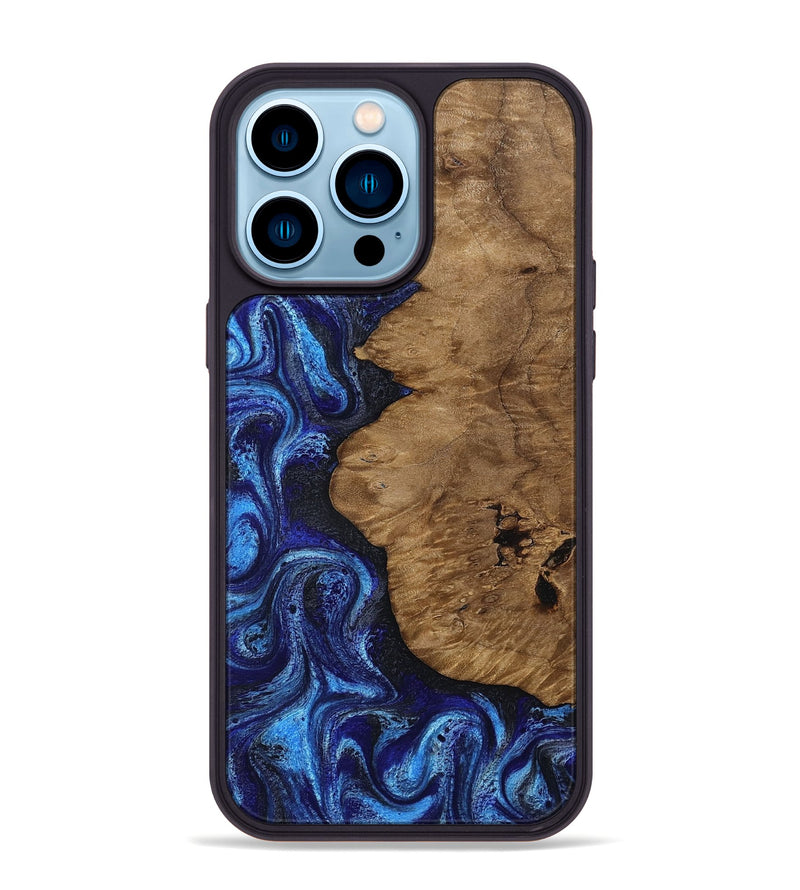 iPhone 14 Pro Max Wood Phone Case - Mintie (Blue, 812913)
