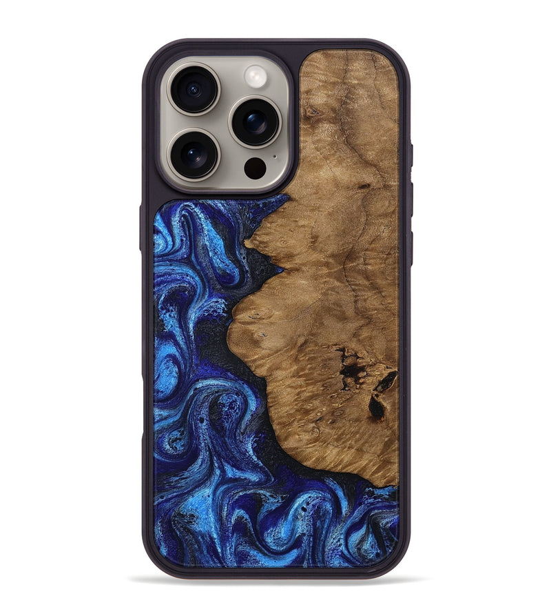 iPhone 16 Pro Max Wood Phone Case - Mintie (Blue, 812913)