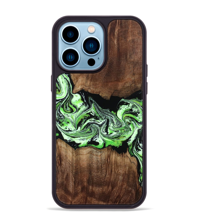 iPhone 14 Pro Max Wood Phone Case - Jan (Green, 812915)
