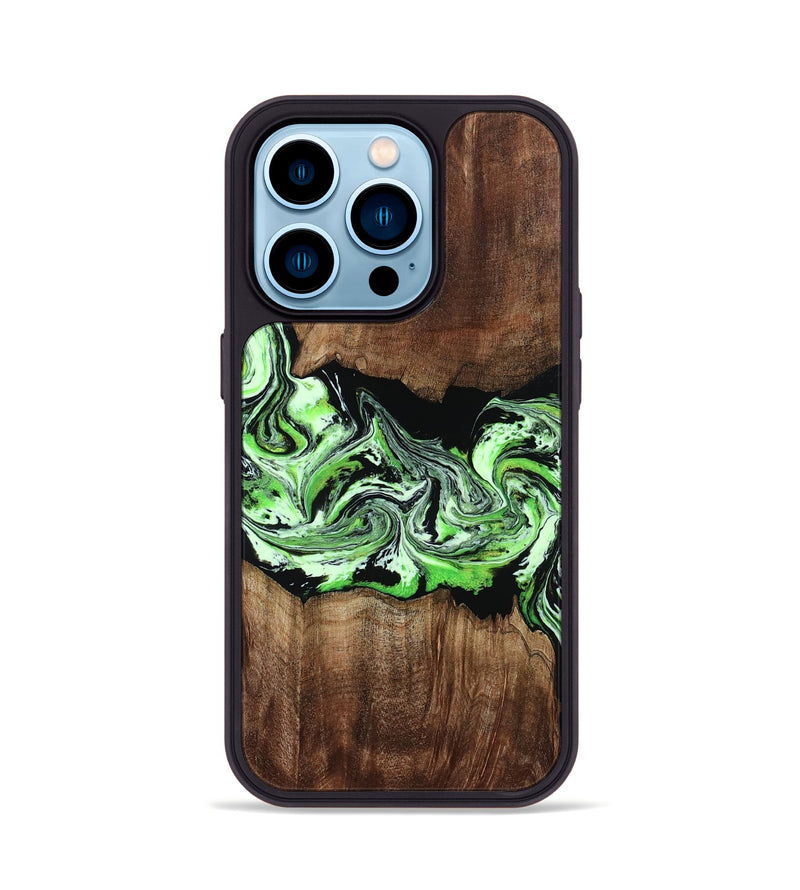 iPhone 14 Pro Wood Phone Case - Jan (Green, 812915)