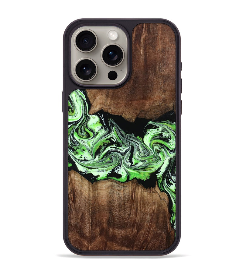 iPhone 15 Pro Max Wood Phone Case - Jan (Green, 812915)
