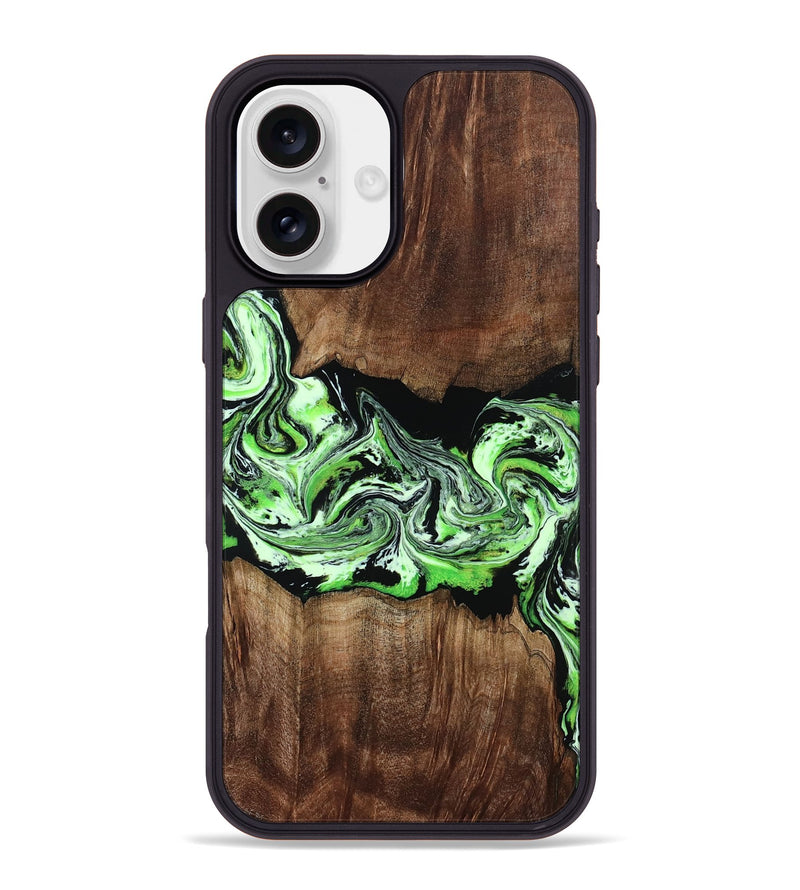 iPhone 16 Plus Wood Phone Case - Jan (Green, 812915)