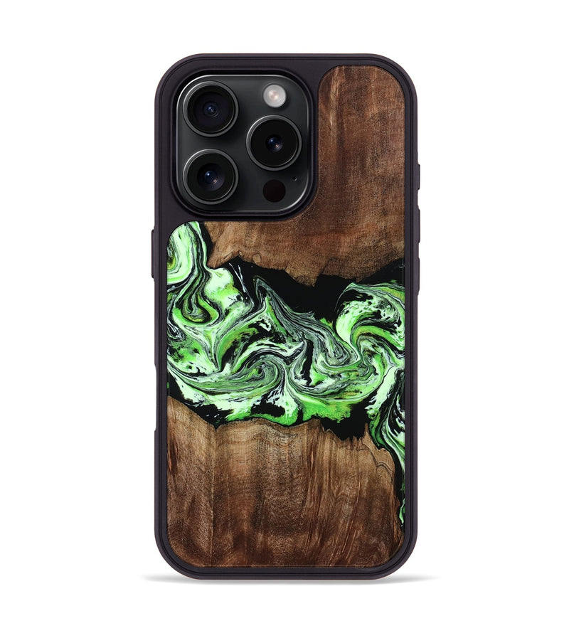 iPhone 16 Pro Wood Phone Case - Jan (Green, 812915)